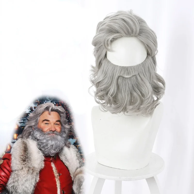 

Christmas Gift Morematch Santa Claus Wig and Beard Synthetic Hair Short Cosplay Wigs for Men White Hairpiece Accessories Hat