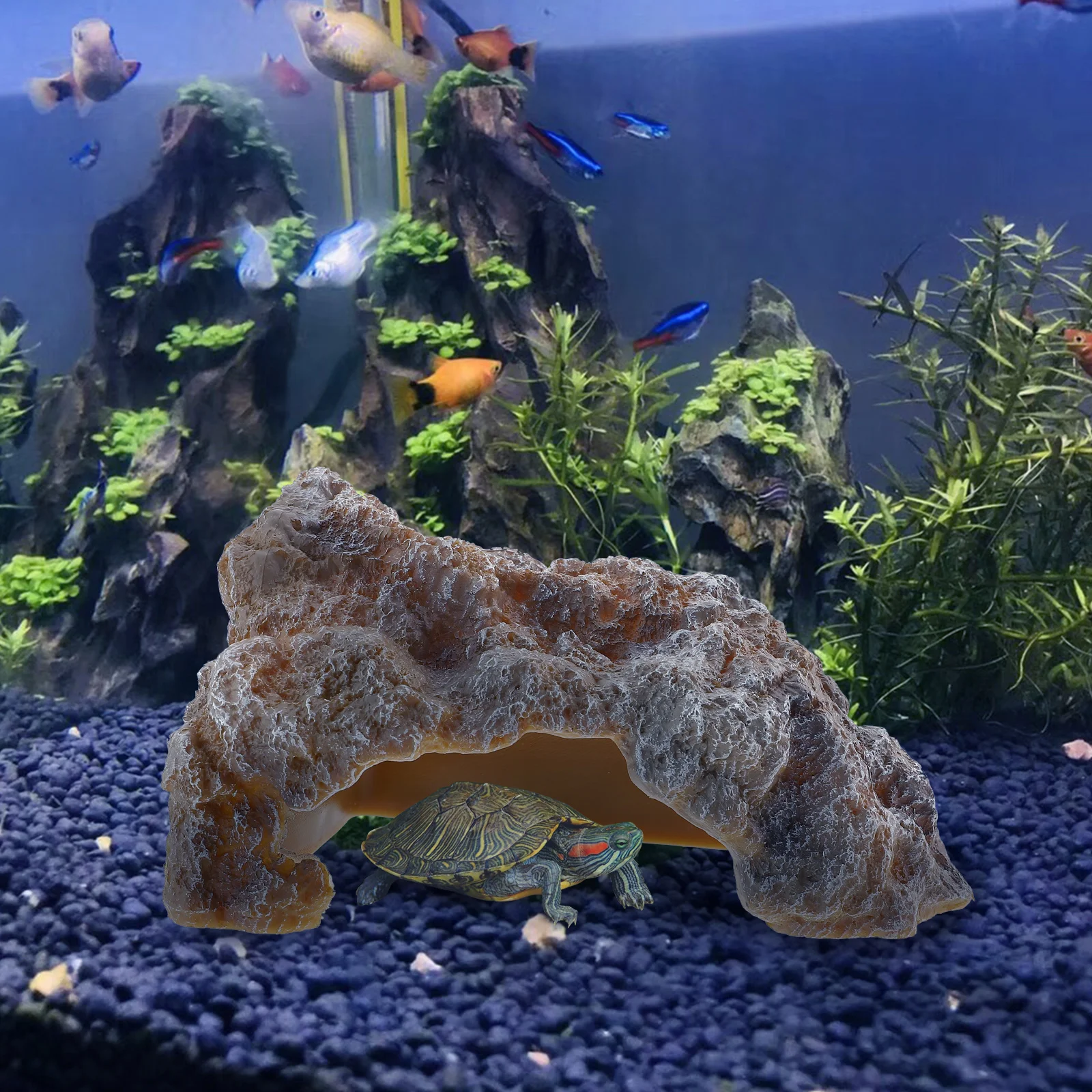

Reptile Hideout House Basking Platform Decor Reptiles Supply Turtle Tank Decoration Terrace Resin Sunning Rest Stand