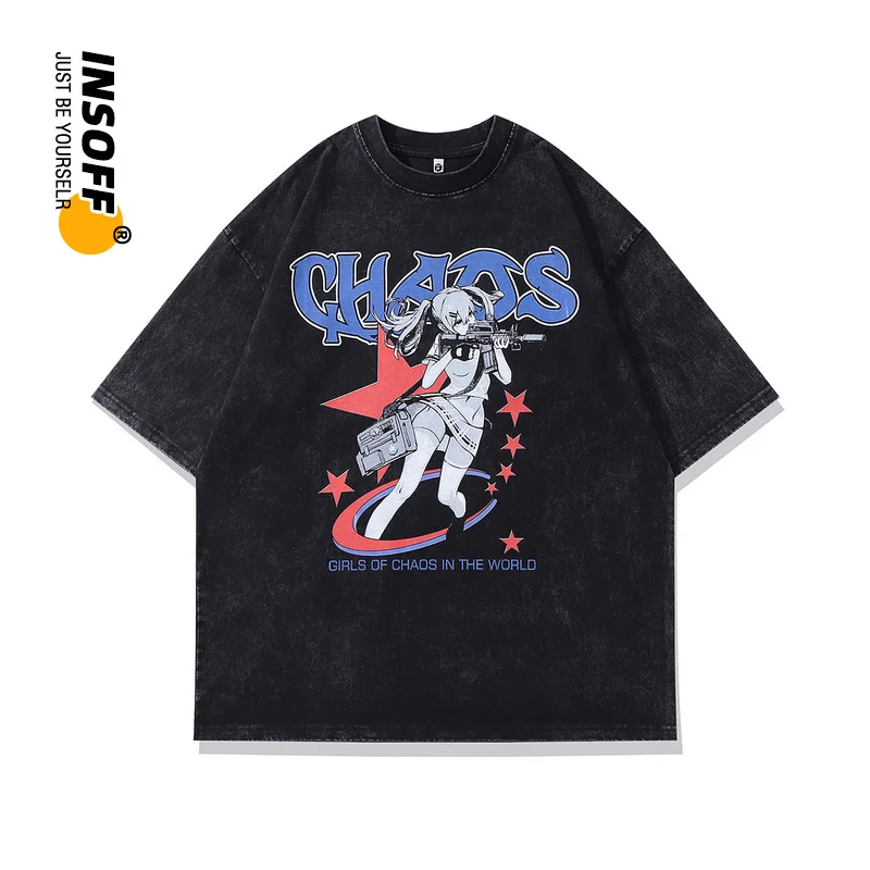 

Original Designer Japanese Anime Printed Graphic Quality Cotton Washed Harajuku Y2k Oversized American Streetwear Men T-shirt
