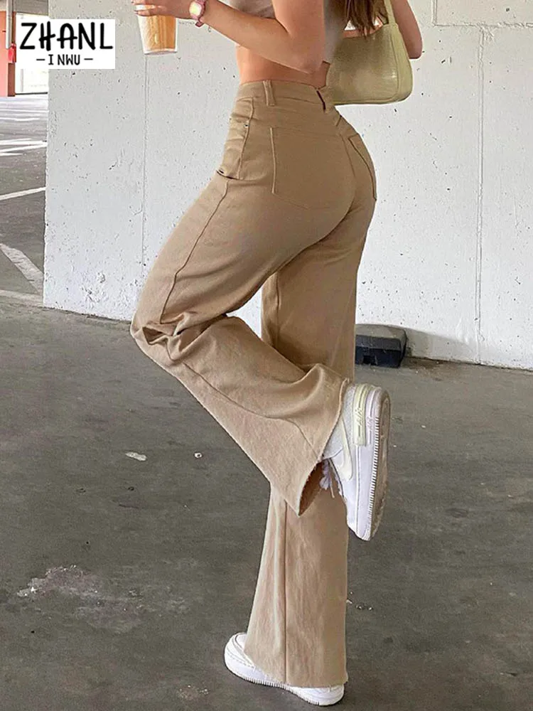 New Women's Jeans Drape Loose and Thin High Waist Straight Pants Women's Casual Trousers Comfortable Washed Brown Jeans Fashion