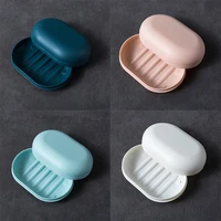 soap holder bathroom shower soap dish shower plates soap storage box with drain wall mounted self adhesive plastic supplies 1pc