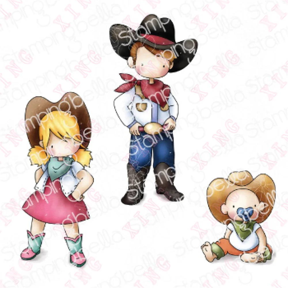 

New Scrapbook Decoration Embossing Mold Uptown Cowboy Kids Rubber Clear Silicone Stamp Set Diy Handmade Craft Metal Cutting Dies