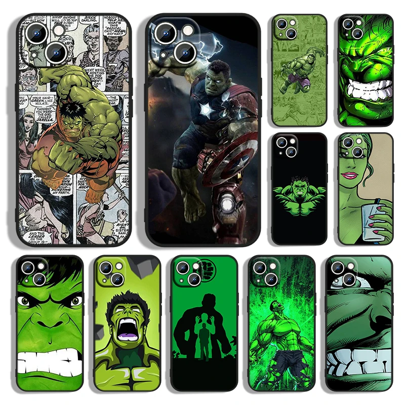 Marvel Hulk Phone Case For Apple iPhone 14 13 12 11 Pro Max mini XS XR X 8 7 6S 6 Plus Black Soft Funda Back Cover Coque