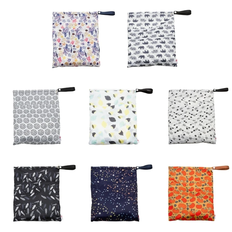 

Baby Cloth Diaper Wet/Dry Bags Two Zippered Pockets Waterproof Cosmetic Bag