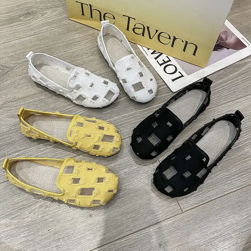 Недорогие дизайнерские балетки с дырками женские повседневные парусиновые