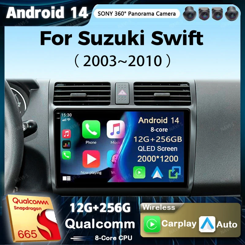 Автомобильный радиоприемник Android 14 для Suzuki Swift 2003 2004-2019 плеер мультимедийный