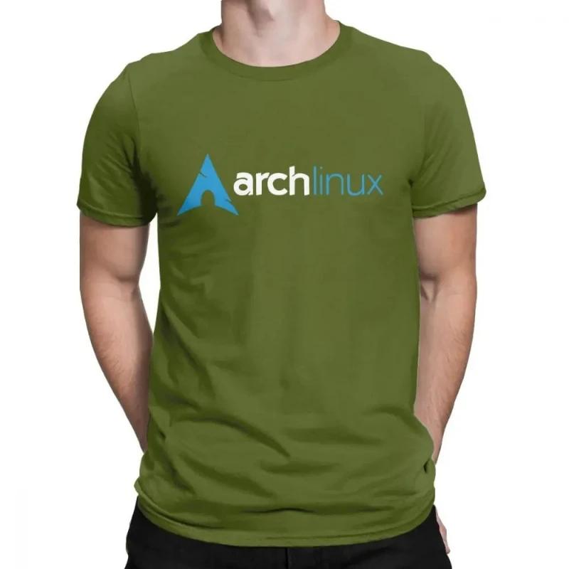 Фото Классическая футболка с принтом Arch Linux для мужчин, приталенная, с коротким рукавом, круглым вырезом, из чистого хлопка, европейский стиль №5
