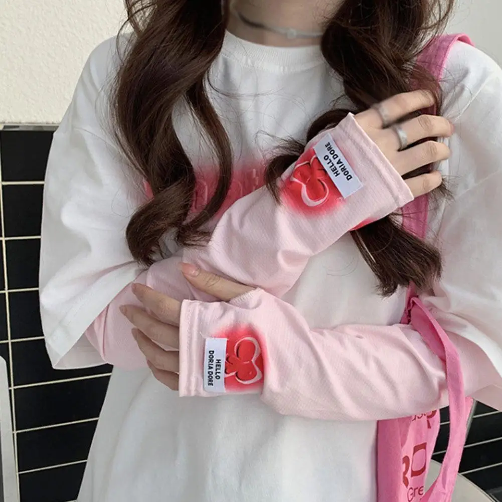 Женские летние шелковые солнцезащитные рукава с бантом для езды на велосипеде