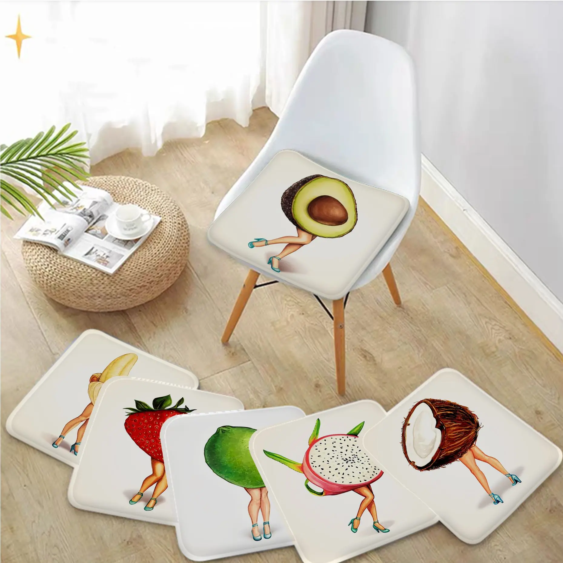 

Fruit Round Seat Cushion Office Dining Stool Pad Sponge Sofa Mat Non-Slip Outdoor Garden Cushions
