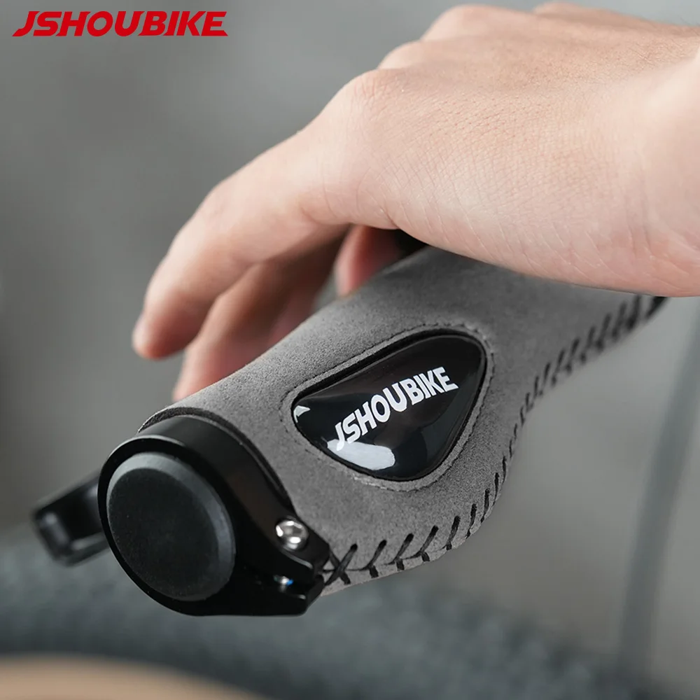 

JSHOUBIKE Bicycle Grips MTB Handlebar Bilateral Locked Ergonomic Air Boost Shock-absorbing Alcantara Suede Surface Cycling Parts