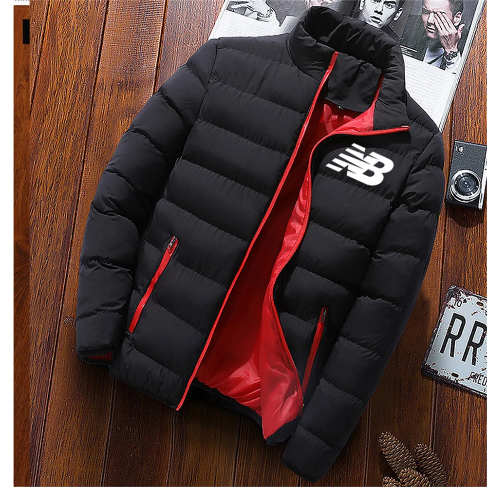 2022 novos homens parka outono inverno casaco sólido gola zíper fecho bolsos casual puffer quente jaqueta streetwear