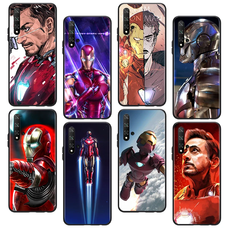 

Handsome iron man For Huawei Honor 60 50 X30 30i 20 10 10i 10X 9X 9S 9C 9 8X A lite Pro SE Black luxury Silicone Soft Phone Case