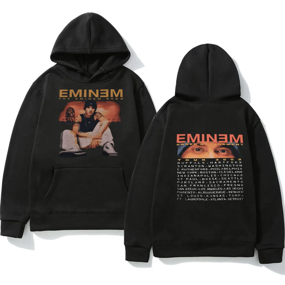 Eminem Anger Management Tour 2002 Vintage Hoodie Men Women Funny Rick Long Sleeve Sweatshirts Fashion Oversized Cozy Pullover