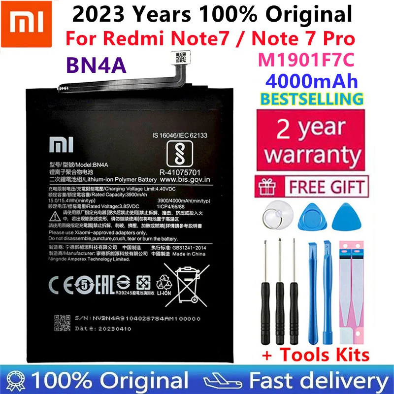 

2023 Original Battery 4000mAh BN4A Phone Batteries For Xiaomi Redmi Note7 Note 7 Pro M1901F7C Genuine Phone Battery + Free Tools