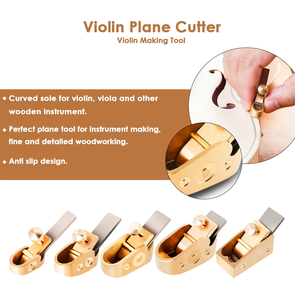 LOMMI Violin Plane Set 5pcs Finger Plane Cutter 8-16mm Blade Width For DIY Violin Viola Cello Wooden Instrument Gold-plated