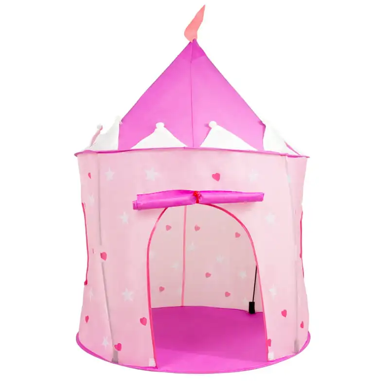 

Play Tent, Castle- Girls Playhouse Hut for Indoor/Outdoor, Pink Playroom Toy- Foldable with Carrying Bag by