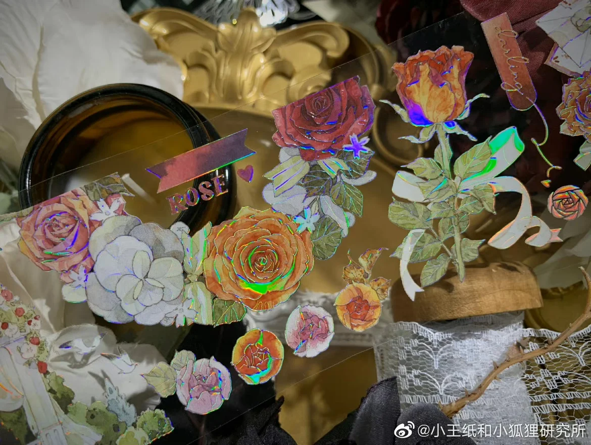 

5meter Orange Rose Flower Shiny PET Tape Decoration Collage