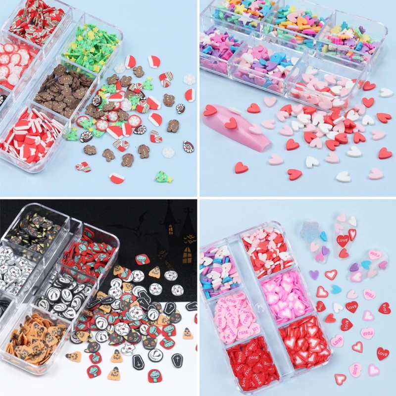 

Мягкая Керамика для ногтевого дизайна 3D Рождество Хэллоуин сердце глина ломтик для акриловых ногтей Сделай Сам Праздничная вечеринка реме...