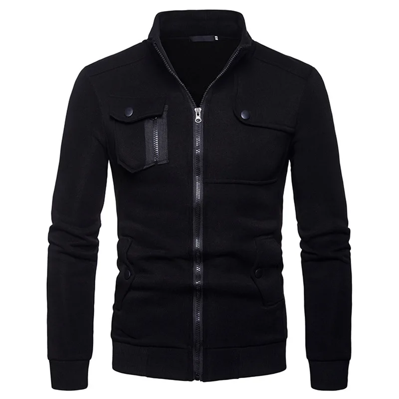 

Men's Standneck Multi-pocket Euro Size Jacket Sweatshirts