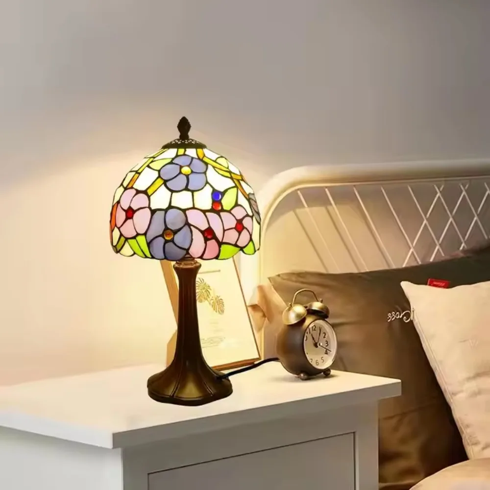 8-дюймовая лампа Тиффани утренний глянцевый витраж цветочный стиль настольный