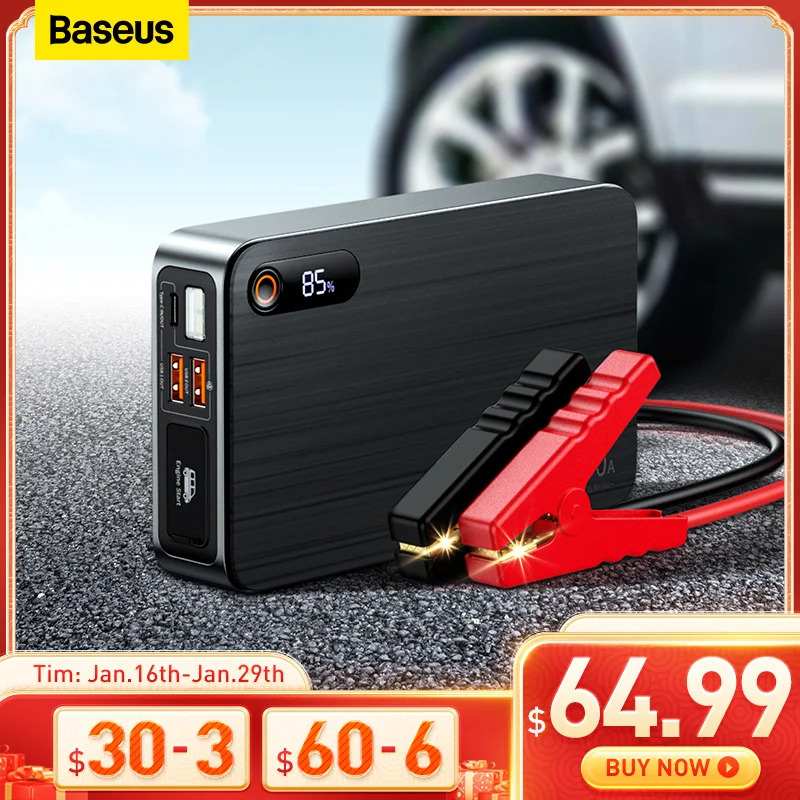 

Baseus 1600A Jump Starter Power Bank 16000mAh Portable Power Station Starting Device With PD 65W For Car Battery Charger Booster