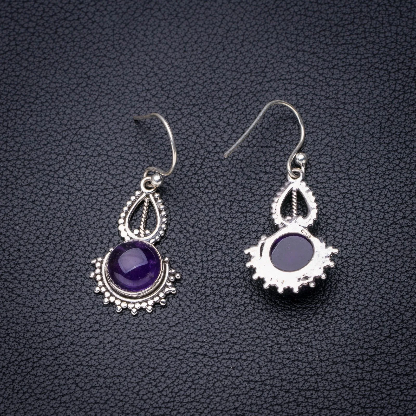 

StarGems Natural Amethyst Handmade 925 Sterling Silver Earrings 1.5" E6832