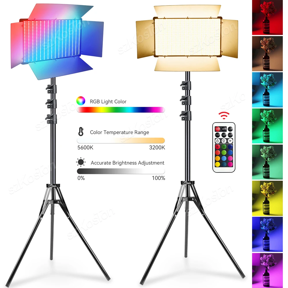 12 Inch RGB LED Video Lights Camera Lighting Full Color 8800mAh Battery Dimmable 3200-5600K Panel Light Photo Studio Lamp