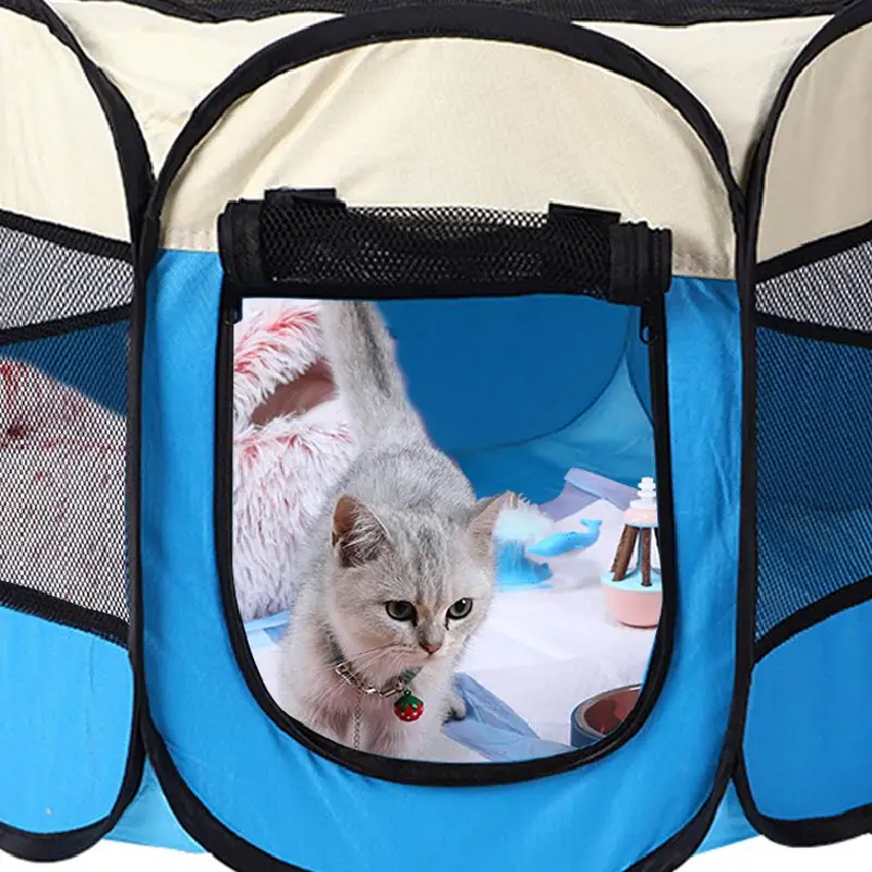 

Pet Folding Cage Portable Pet Cat Puppy Tent Indoor Playpen Oxford Cloth Dog House Octagon Cage New