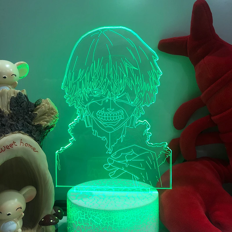 

Ken Kaneki Figure Lamp Illusion 3D LED Night Light For Anime Tokyo Ghoul Kids Bedroom Decor 16Color Table Lamp Child Gifts