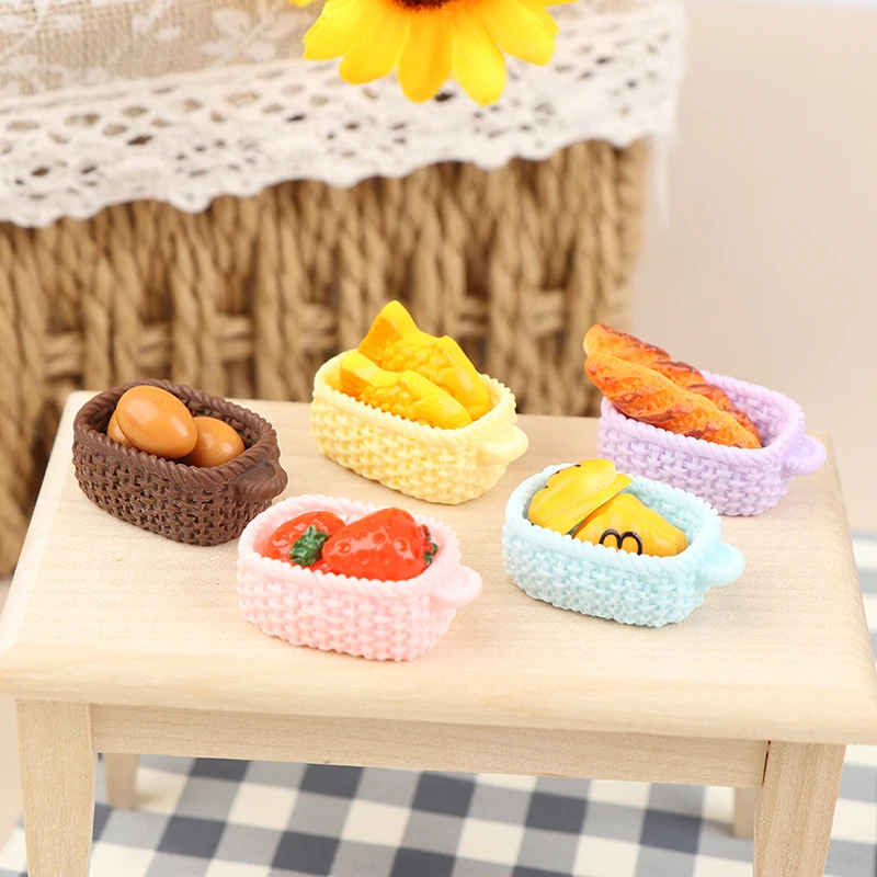 Горячая Акция кукольный домик бамбуковая корзина клубника яйцо хлеб Кухня Мини