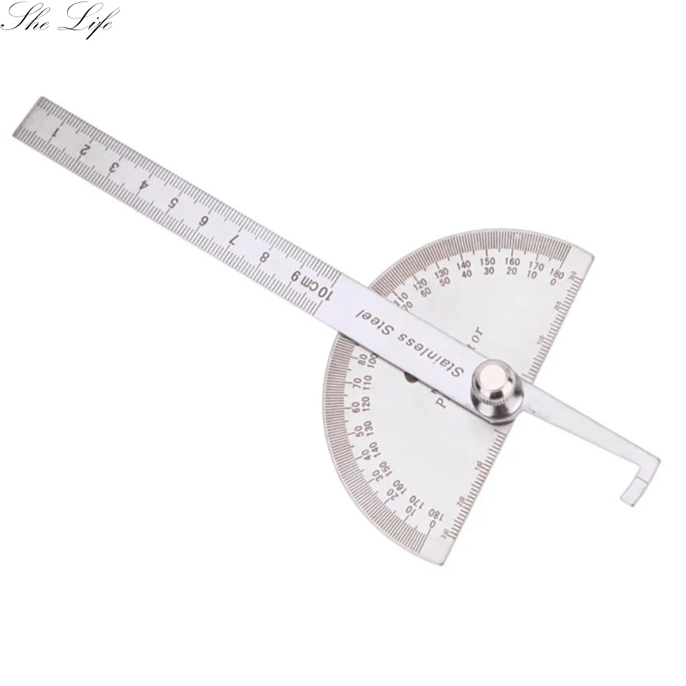 

180 Degree Protractor Metal Angle Finder Angle Ruler Woodworking Tools Measuring Ruler Angle Meter Stainless Steel Goniometer