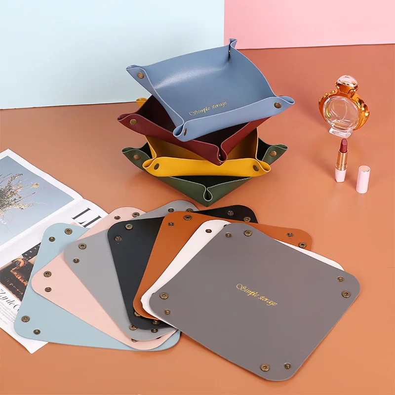 

Variable Leather Storage Box Nordic Ins Style Desktop Porch Key Cosmetic Jewelry Storage Pu Leather Tray