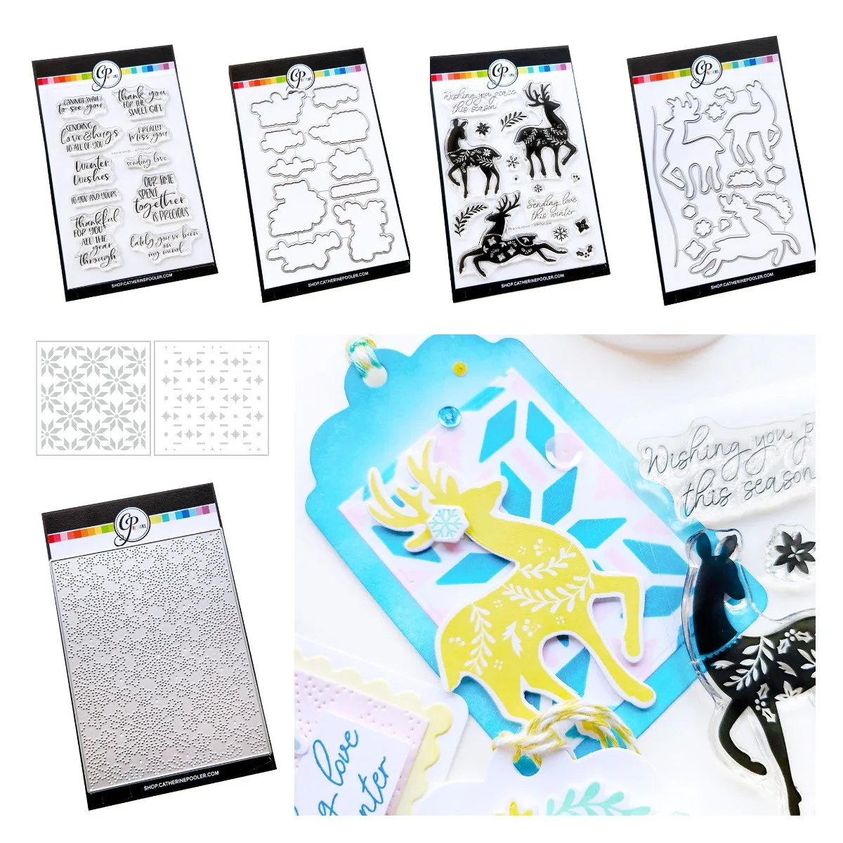 Многослойные трафареты с народной звездой Рождественский олень оловянный