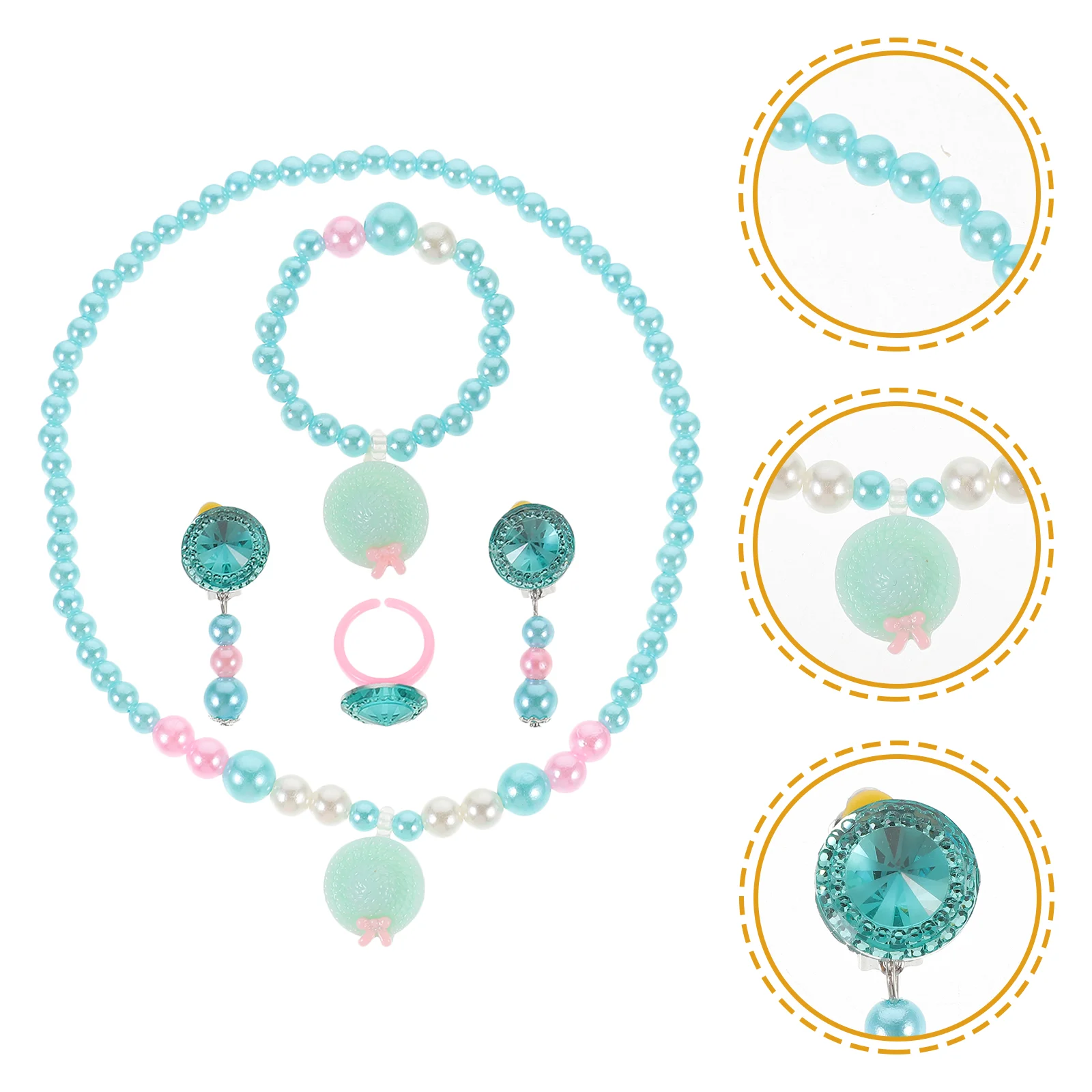 

Kids Jewlery Jewelry for Girls Five Piece Set Jewels Resin Little Decorative Necklace