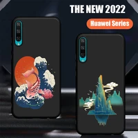 crane and koi chinese style soft silicone cover for huawei honor 8 lite 8c 9x 9 10 lite 20 pro v20 10i 20i 30 pro 30s phone case
