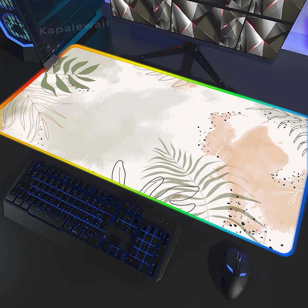 

Tropical Leaves Plant Game Backlit Keyboard Pads Gamer Desk Mat Large Mouse Mat Laptop Mousepad RGB Gaming Mouse Pad 40x90cm XXL