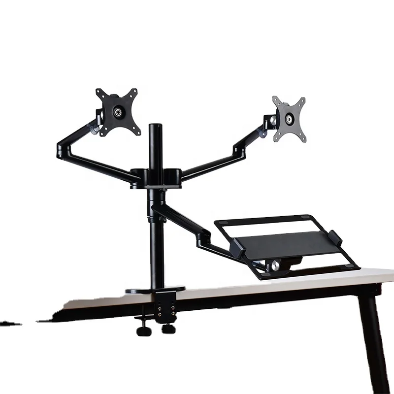 

Aluminum working station dual monitor stand adjustable laptop arm clamp desk