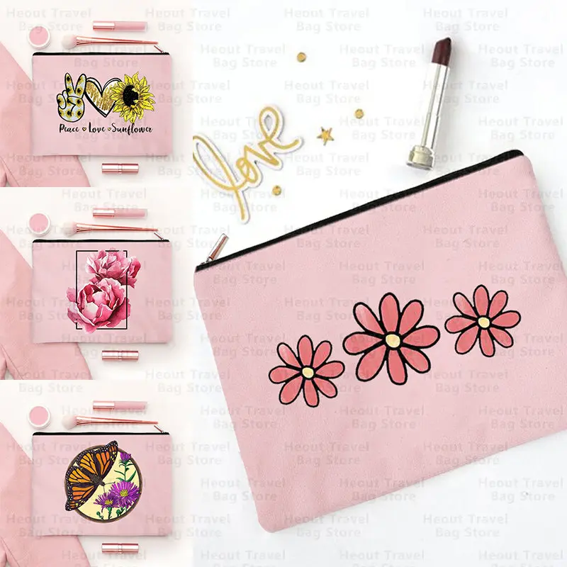 

Розовая сумка для стирки с изображением бабочки, органайзер для девичника, подарок, Детская сумка для губной помады