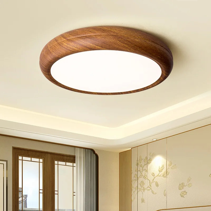 Modern creative antique walnut wood grain Iron ceiling light ceiling lamp