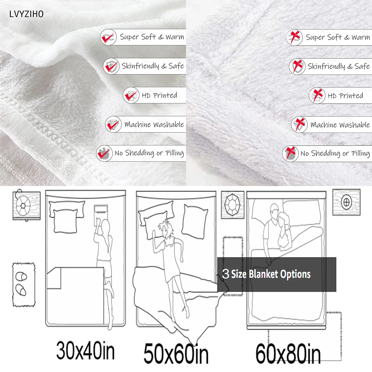 LVYZIHO Personalized Cute Bunny Rabbit Greenery Gold Baby Blanket - 30x40 / 48x60 / 60x80 Inches - Fleece Blanket