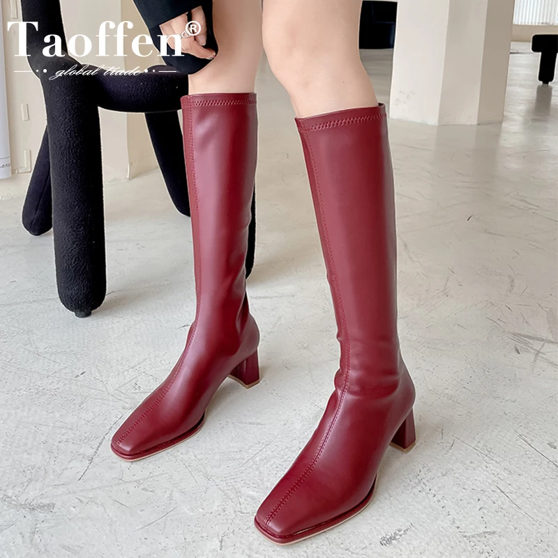 

Taoffen/Размеры 33-40; Новинка; Женские сапоги до колена на квадратном каблуке; Зимняя женская обувь; Модные повседневные женские высокие сапоги; ...