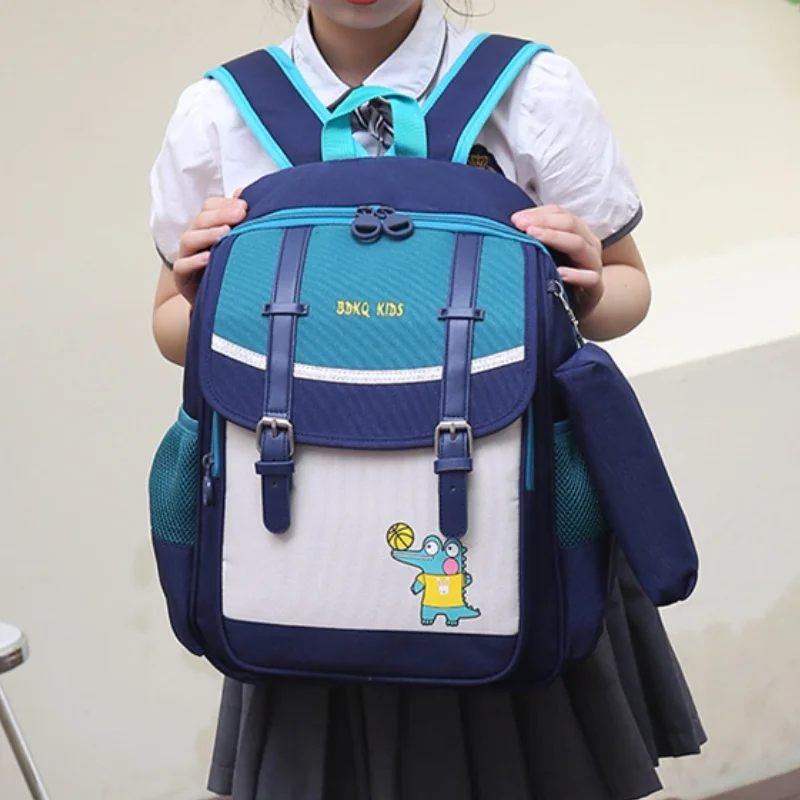 Children Cartoon British Style Fashion Backpacks New Girl Princess Mermaid Boy Dinosaur Cute Large Schoolbags Kids Pencil Bag