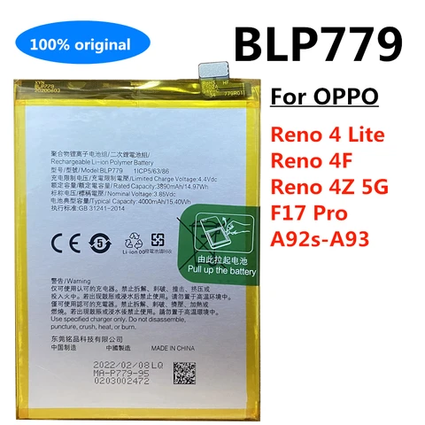 Новый оригинальный аккумулятор BLP779 для OPPO Reno 4 Lite F Z F17 Pro A92s A93 RENO 4F 4Z 5G, сменные батареи для телефона