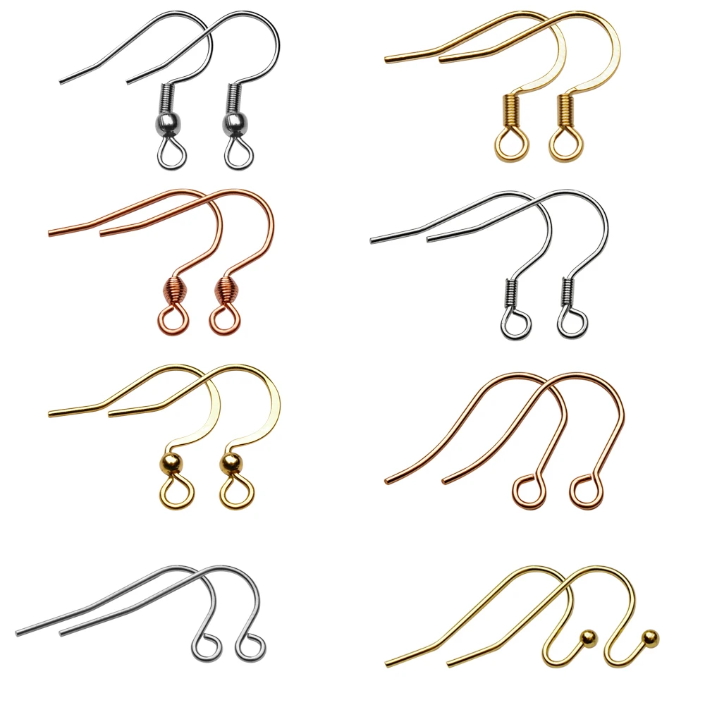 50pcs/lot 316L Hypoallergenic Stainless Steel Earring Hook Clasps Earwire DIY Earring Findings For Jewelry Making Supplies