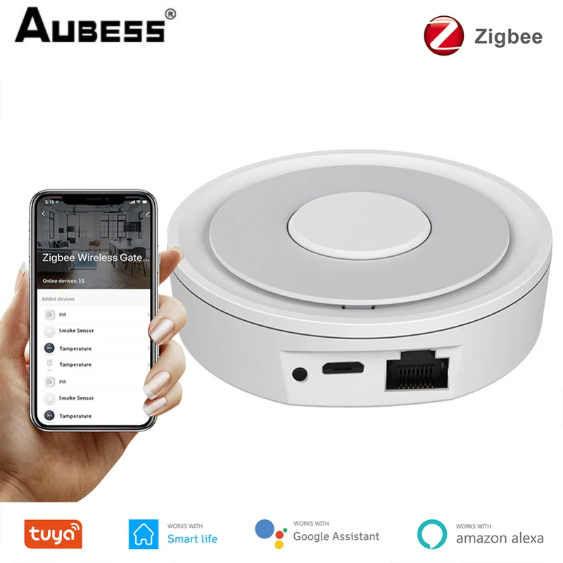 

AUBESS Tuya ZigBee Smart Gateway Hub Smart Home Bridge Smart Life APP Wireless Remote Controller Works With Alexa Google Home