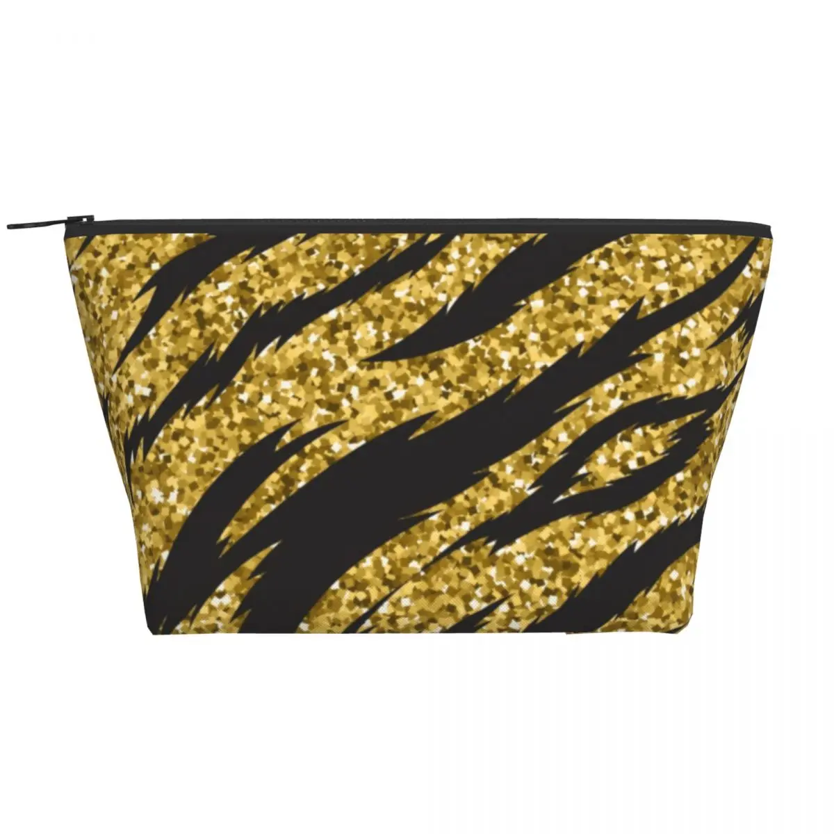 

Tiger Skin Pattern Zipper Storage Organizers Golden Stripes Print Pack Makeup Bag Bathroom Woman Cosmetic Bags