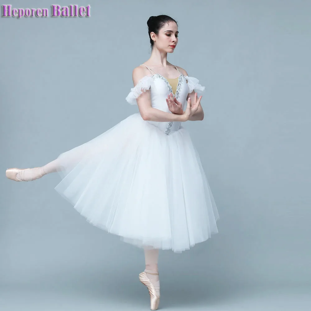 

Professional Female White Ballet Costumes,Dance Long Romantic Skirt Canopy Dress For Stage Repertoire Performance In Many Colors