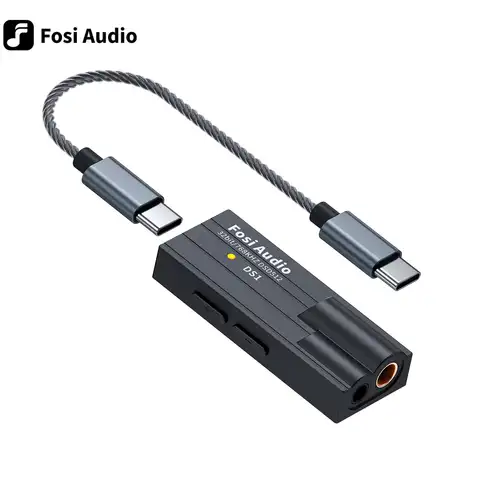 Усилитель для наушников Fosi Audio DS1 DSD512, ЦАП Hi-Fi, мини-усилитель звука с USB, поддержка 32 бит/768 кГц, двойные выходы 3,5 мм и 4,4 мм