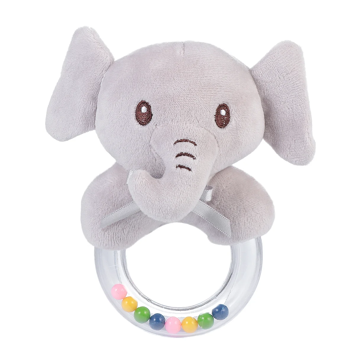 

Hand Ring The Bell Baby Plush Toy Shaker Pacifier Teether Music Grey Elephant Rattles
