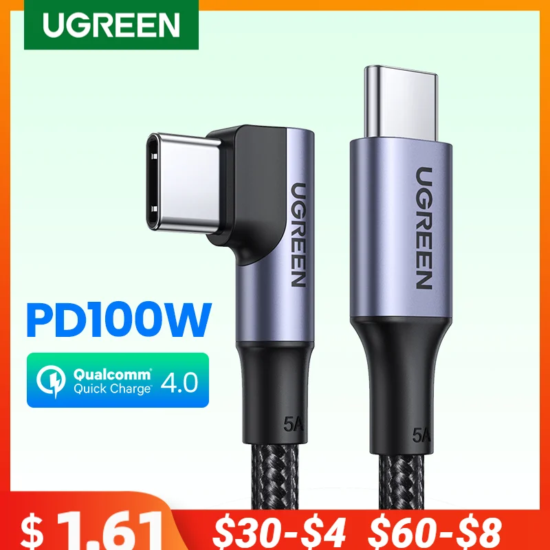 

UGREEN 100W USB C To Type C Cable Games Angle PD Fast Charging Charger Cable Data Cord for Macbook Samsung Xiaomi POCO USB Cable